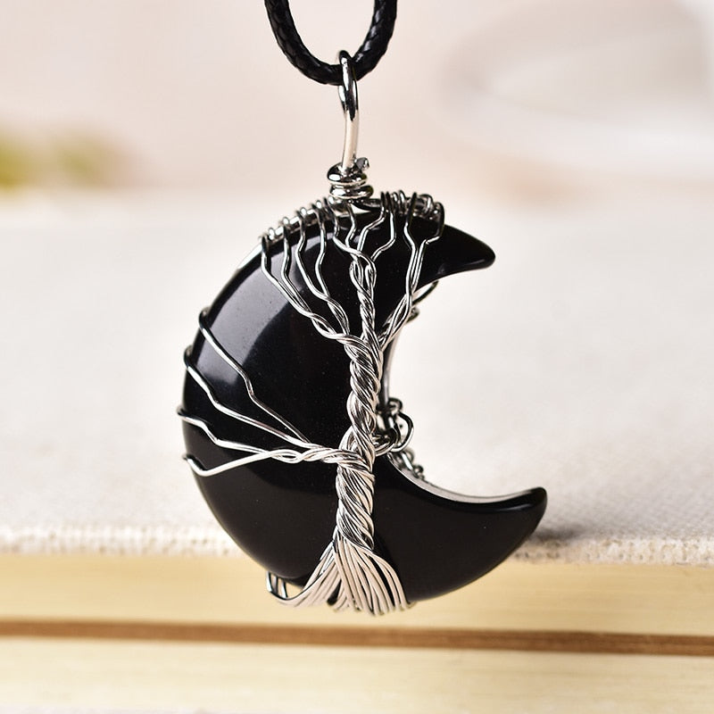 Tree Of Life Moon Shape Crystal