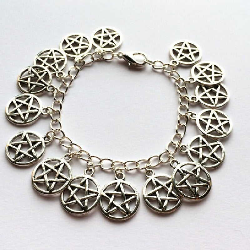 Black Onyx Pentacle Charm Bracelet