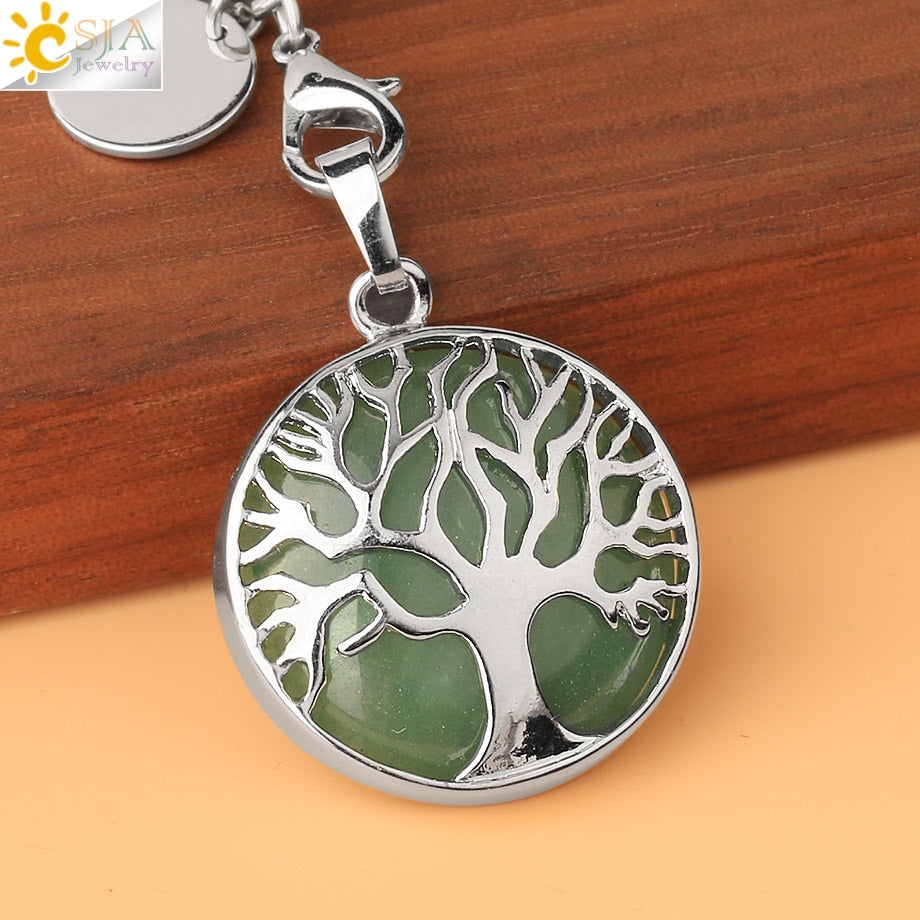 Natural Crystal Tree of Life Keychain