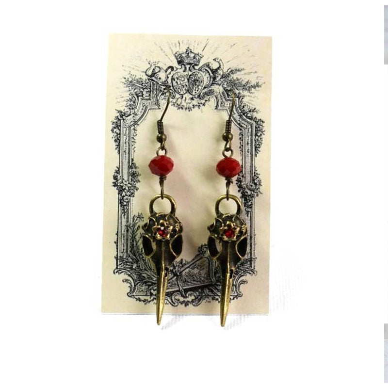 3D Crow Skull Resin Dangle Earrings