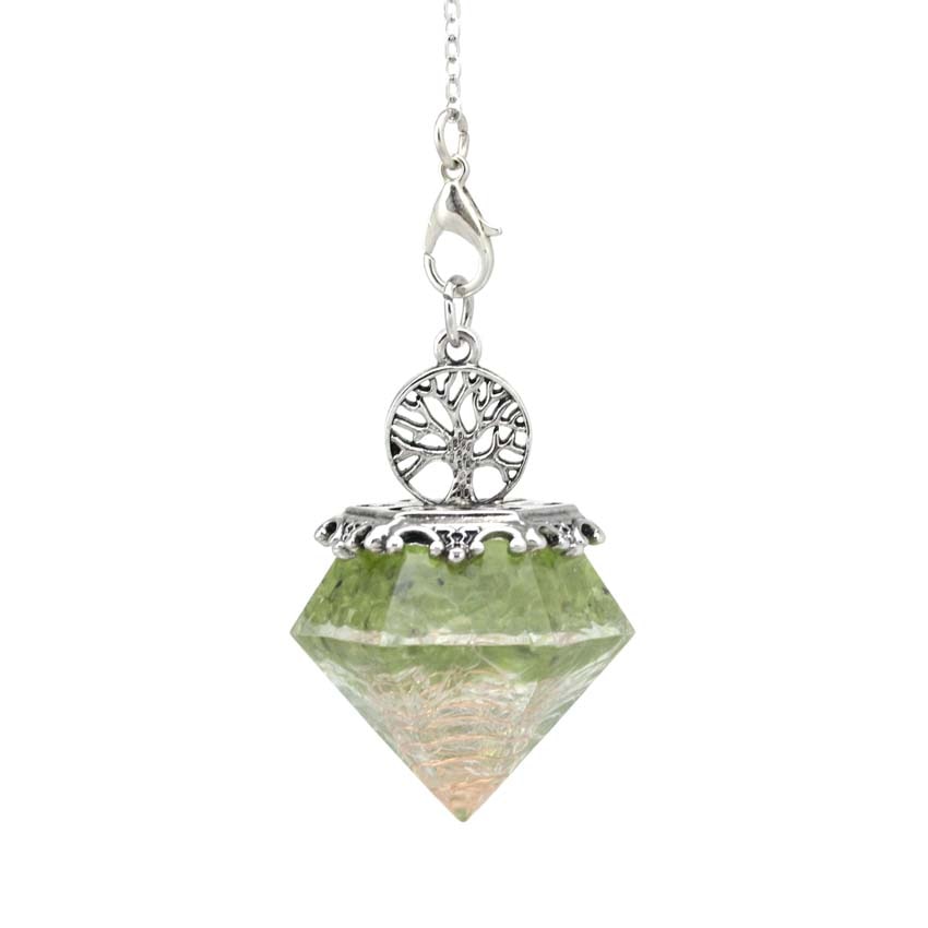 Crystal Hexagonal Pyramid Tree of Life Stone Pendulum