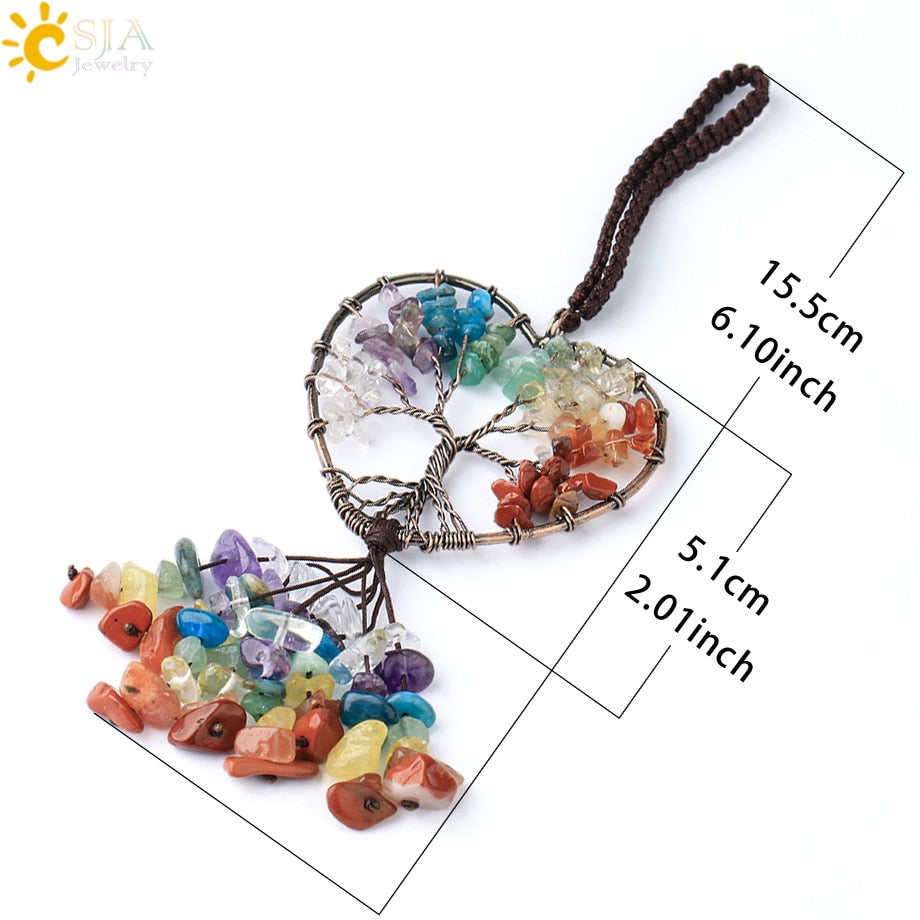 Crystal Stone Tree of Life Car Pendant