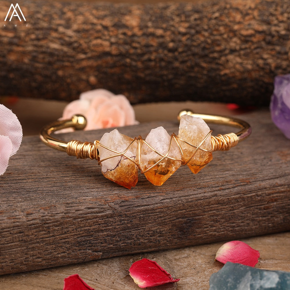 Open Natural Crystal Bangle