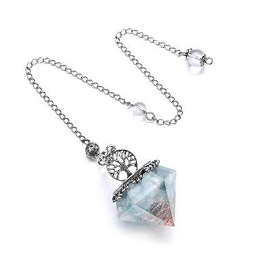 Crystal Hexagonal Pyramid Tree of Life Stone Pendulum