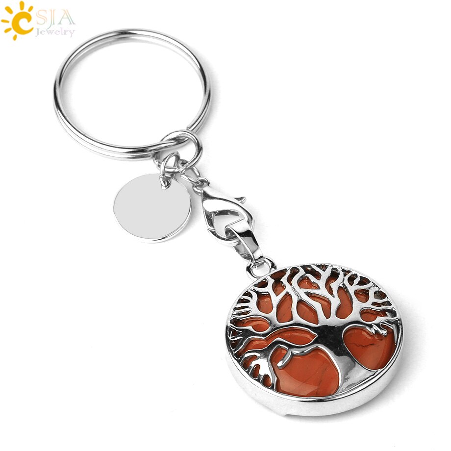 Natural Crystal Tree of Life Keychain