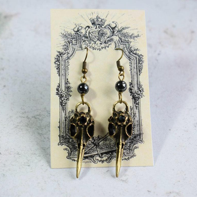 3D Crow Skull Resin Dangle Earrings