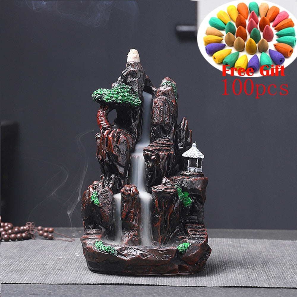 Resin Mountain Shape Smoke Waterfall