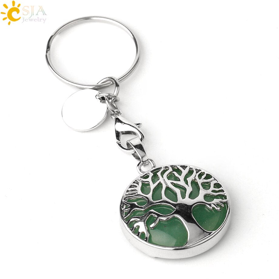 Natural Crystal Tree of Life Keychain