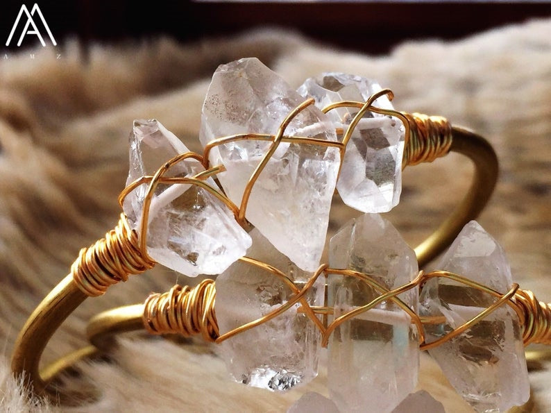 Open Natural Crystal Bangle