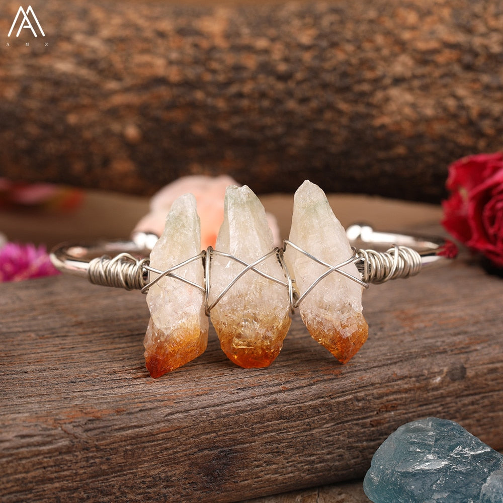 Open Natural Crystal Bangle