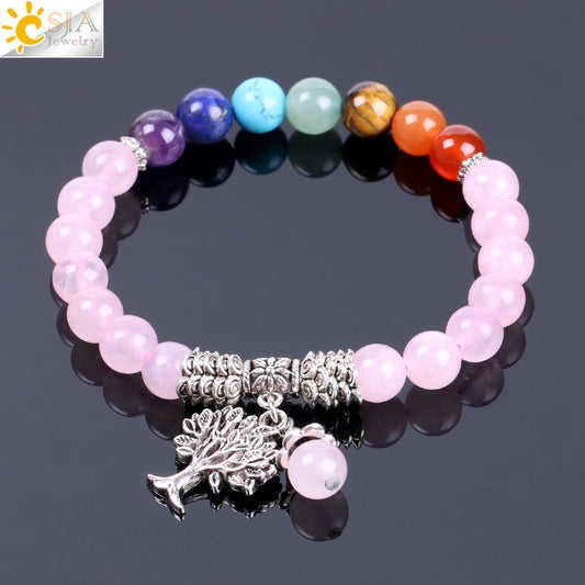 7 Chakra Gem Stone Bead Bracelet