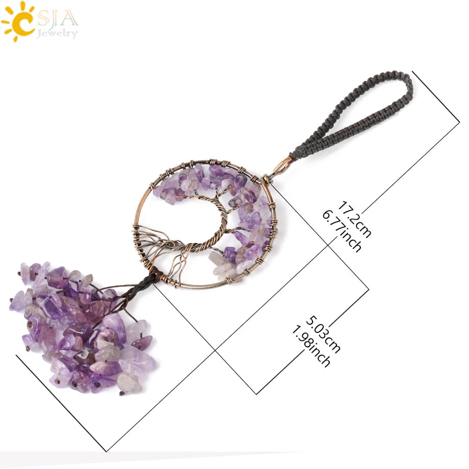 Crystal Stone Tree of Life Car Pendant