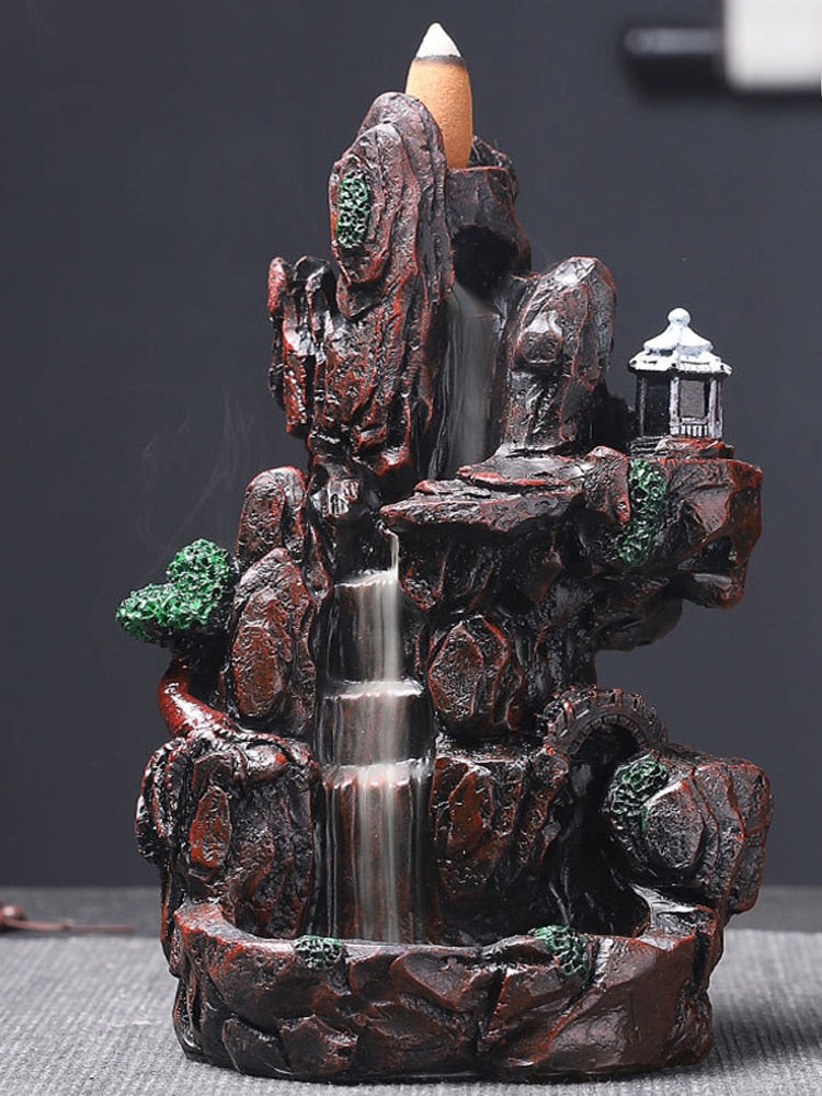 Resin Mountain Shape Smoke Waterfall