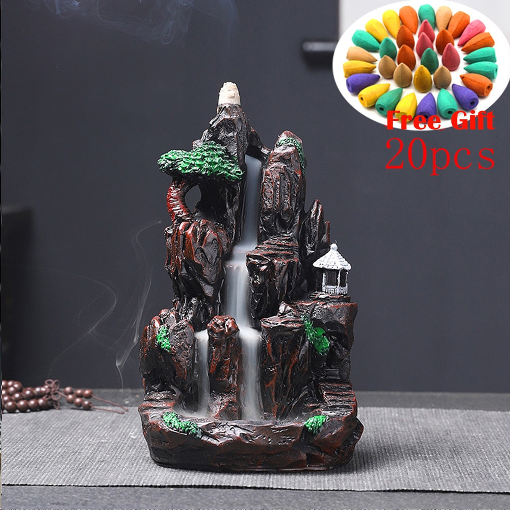 Resin Mountain Shape Smoke Waterfall