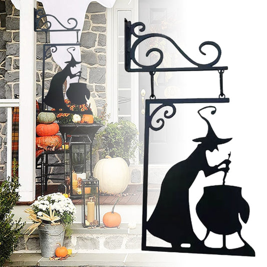 Metal Vintage Witch Shape Cast Iron Garden Corner Sign