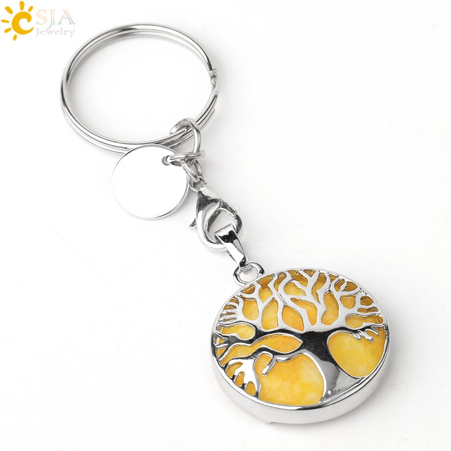 Natural Crystal Tree of Life Keychain