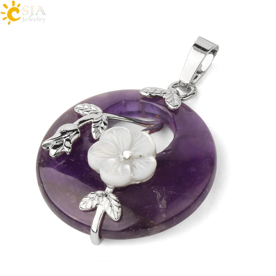 Round Flower Leaf Necklace