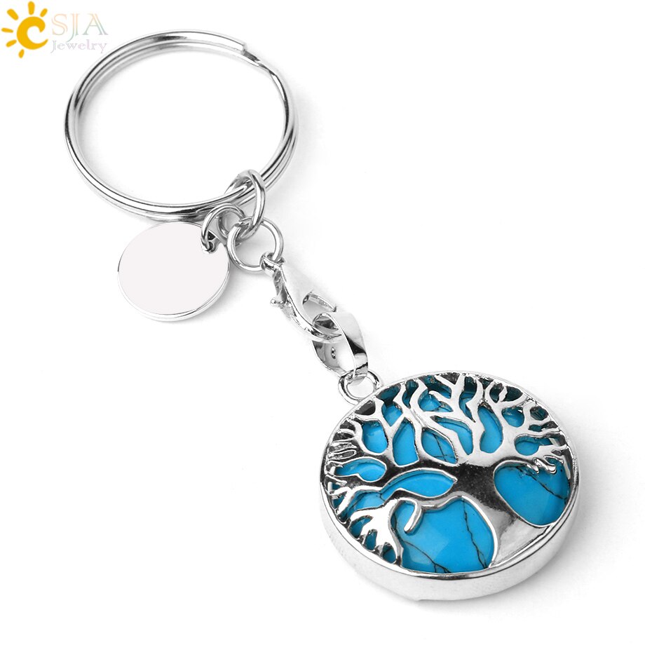 Natural Crystal Tree of Life Keychain