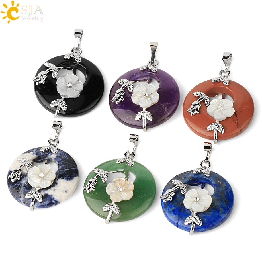 Round Flower Leaf Necklace