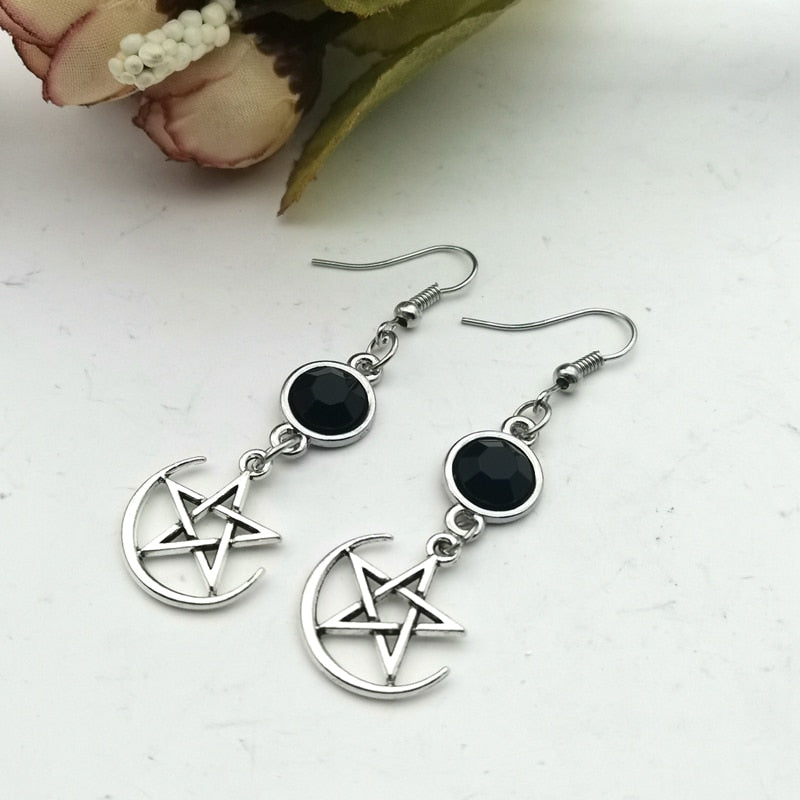 Crescent Goddess Black Birthstone Earrings 4 styles