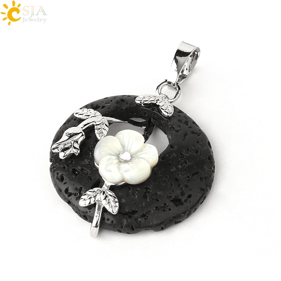 Round Flower Leaf Necklace