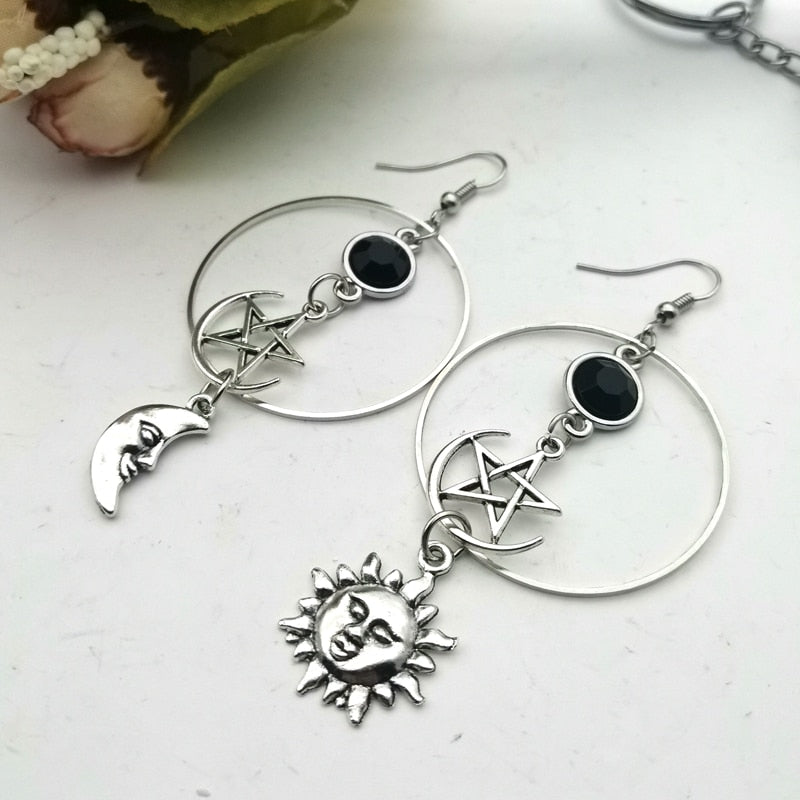 Crescent Goddess Black Birthstone Earrings 4 styles