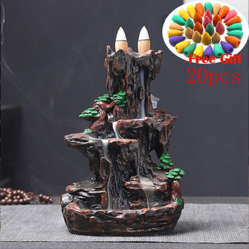 Resin Mountain Shape Smoke Waterfall