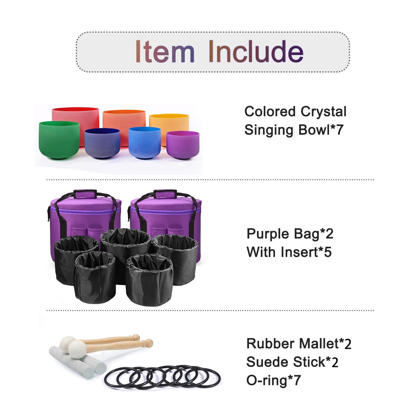 Pure Colored Singing Bowl 7pcs