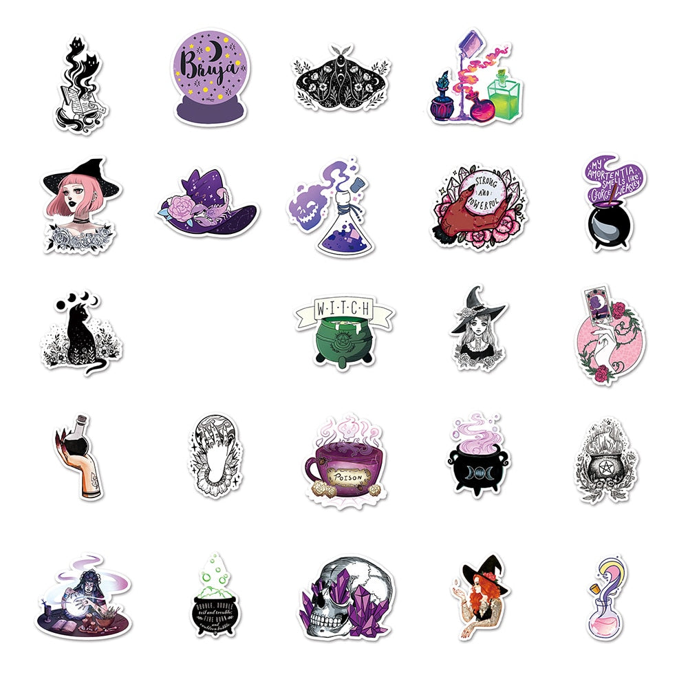 10/30/50PCS Horror Witch Stickers