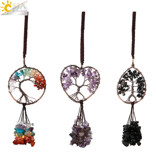 Crystal Stone Tree of Life Car Pendant