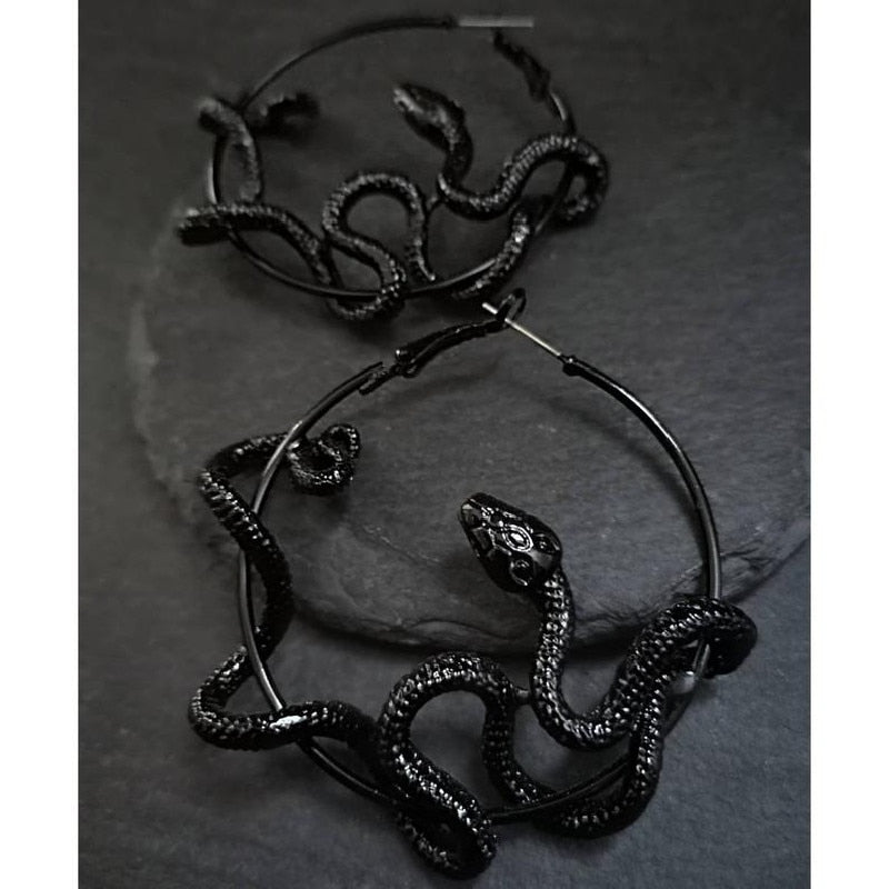 Goth Snake Hoop Earrings