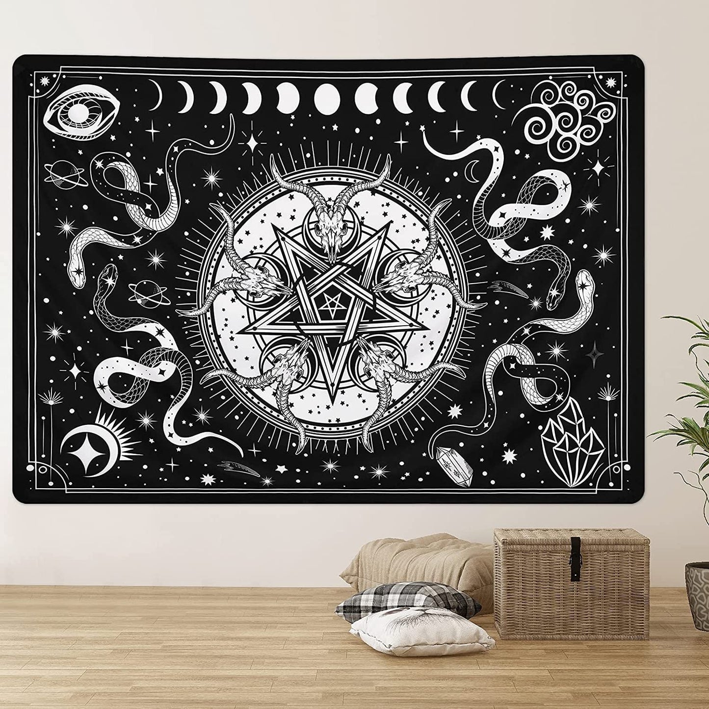 Witchcraft Tapestry Black and White