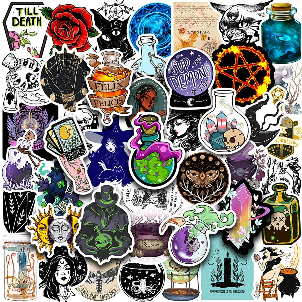 10/30/50pcs  Art Magic Witch Stickers