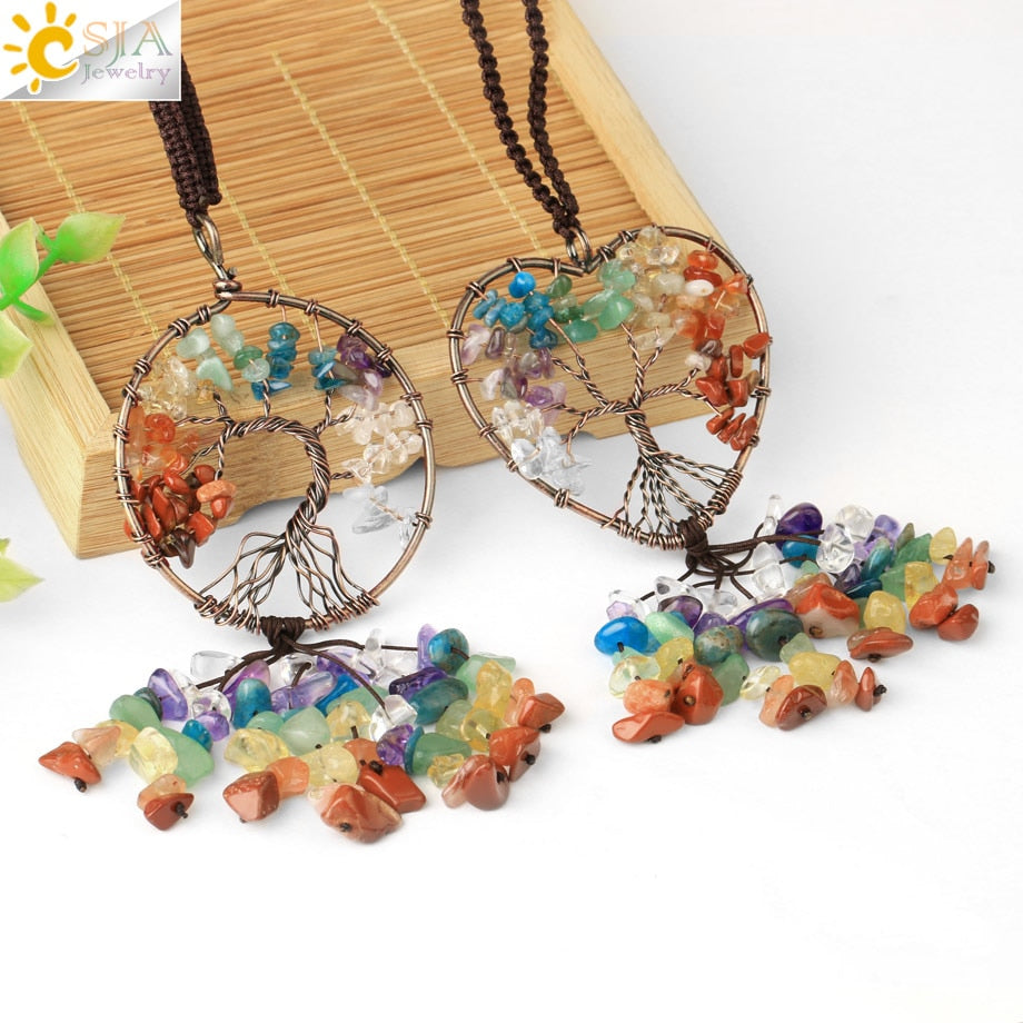 Crystal Stone Tree of Life Car Pendant