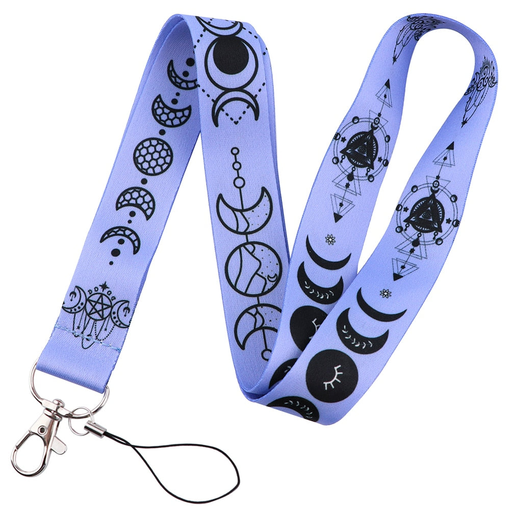 Triple Moon Goddess Wicca Keychain ID Card lanyard