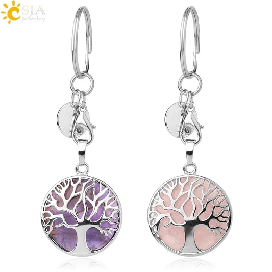 Natural Crystal Tree of Life Keychain