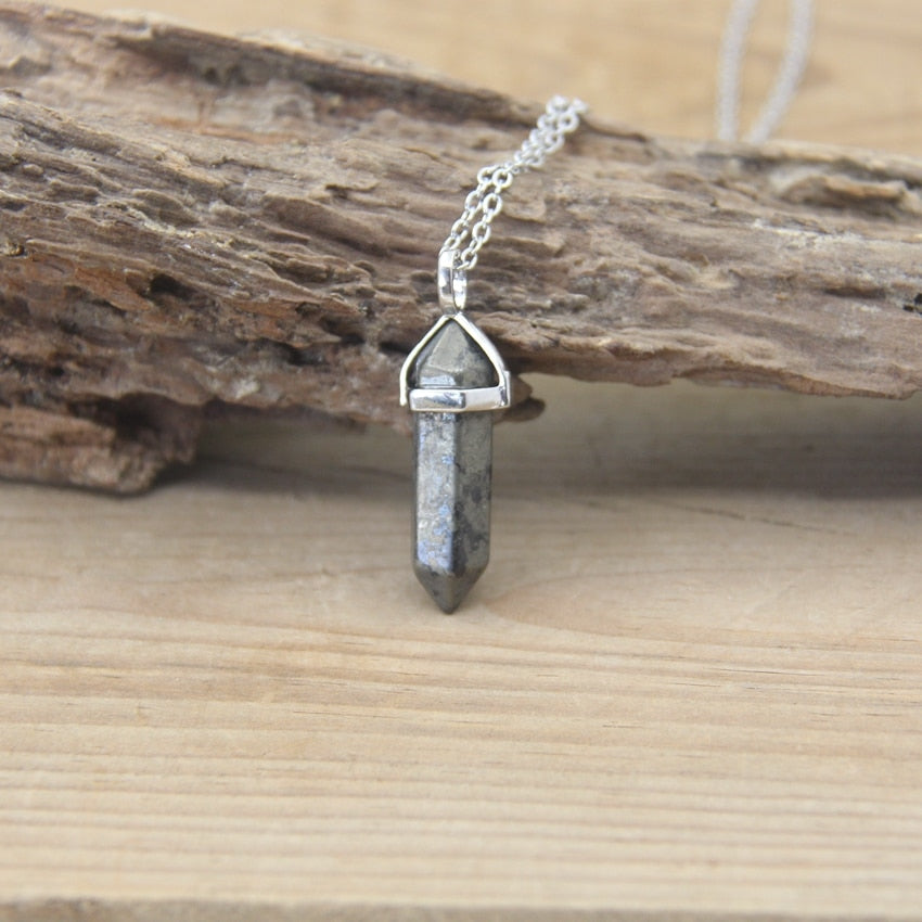 Stone Hexagonal Point Pendants Necklaces