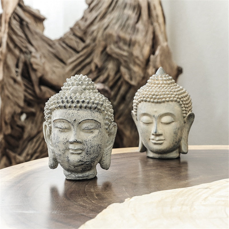 Resin Buddha Statue Figurines Chinese Buddha Statue Garden Large Buddha Head Sandstone Statue Decor Buddha Decoration