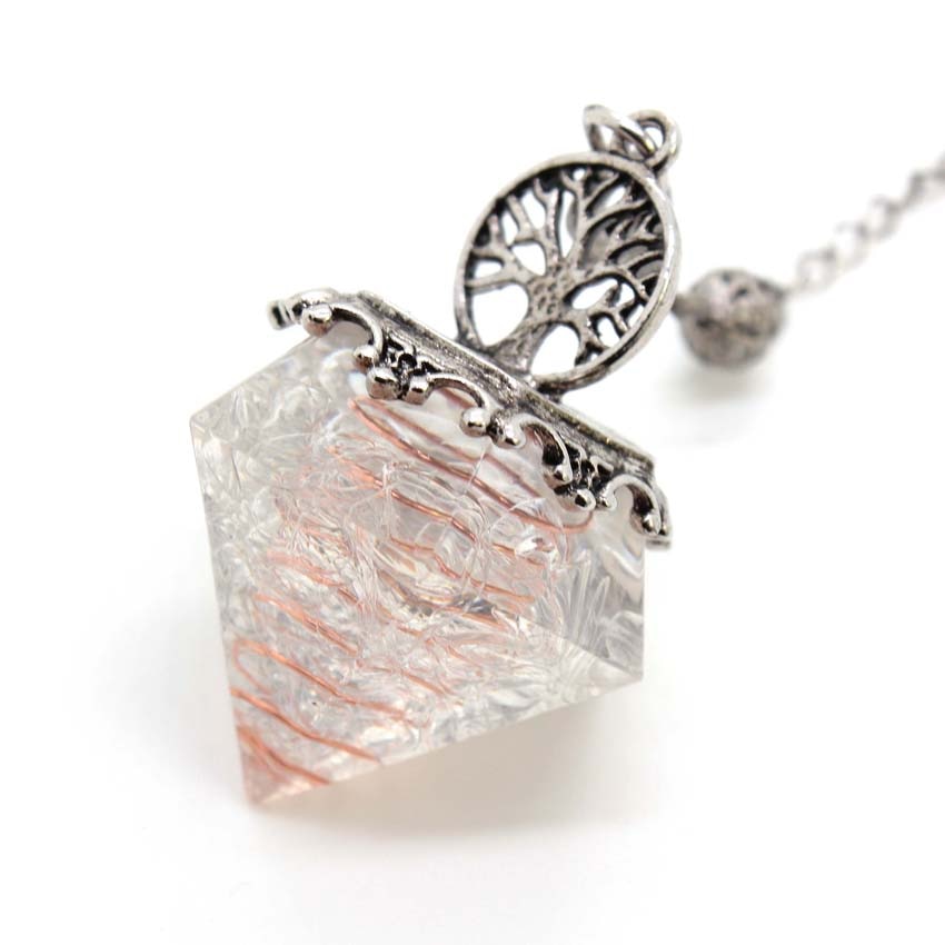 Crystal Hexagonal Pyramid Tree of Life Stone Pendulum