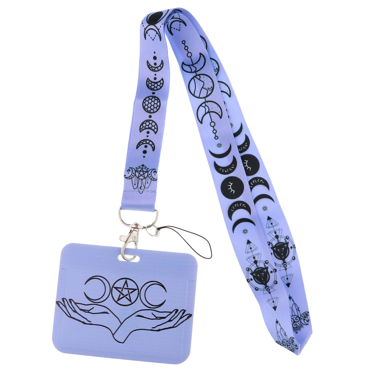 Triple Moon Goddess Wicca Keychain ID Card lanyard