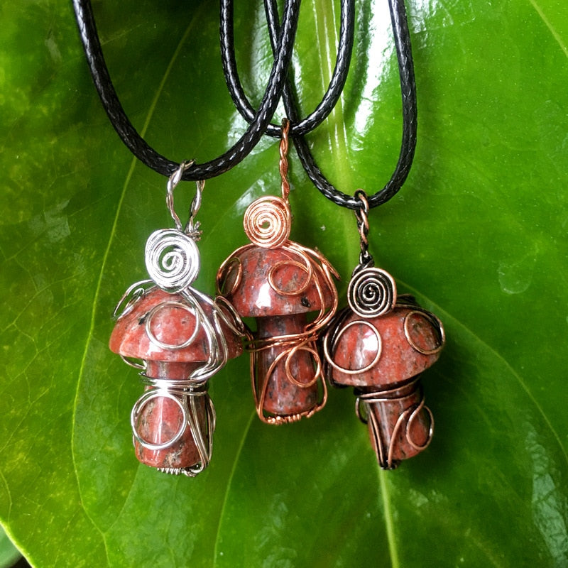 Mushroom Crystal Necklace