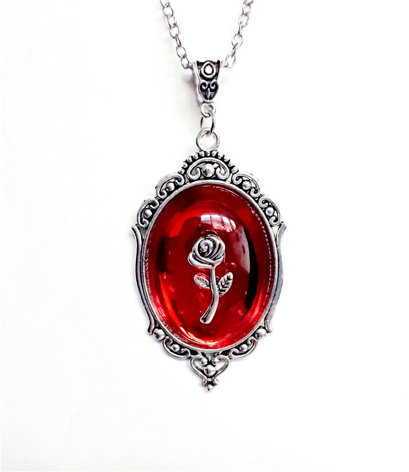 Gothic Blood Red Quartz Charm Necklace