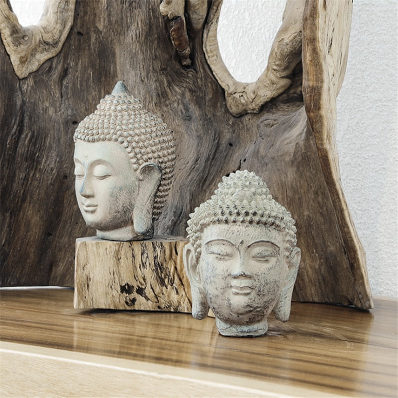 Resin Buddha Statue Figurines Chinese Buddha Statue Garden Large Buddha Head Sandstone Statue Decor Buddha Decoration