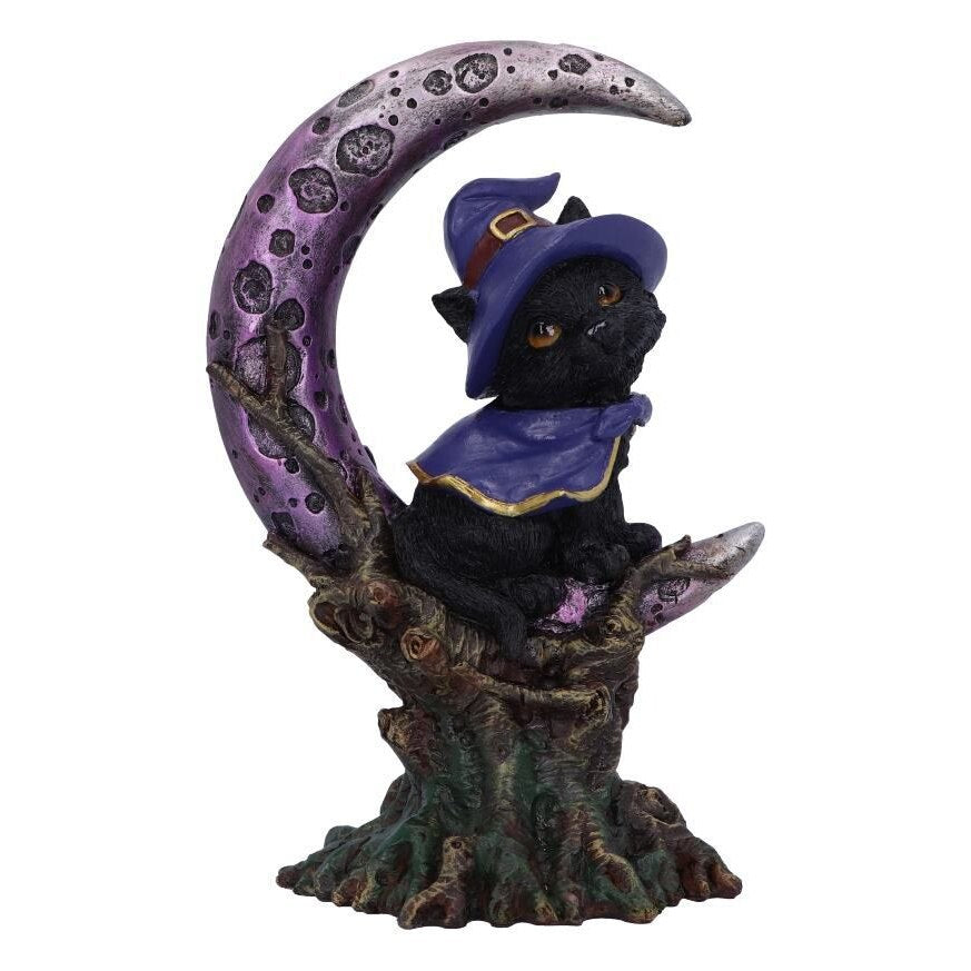 Black Cat with Witch Hat Statue