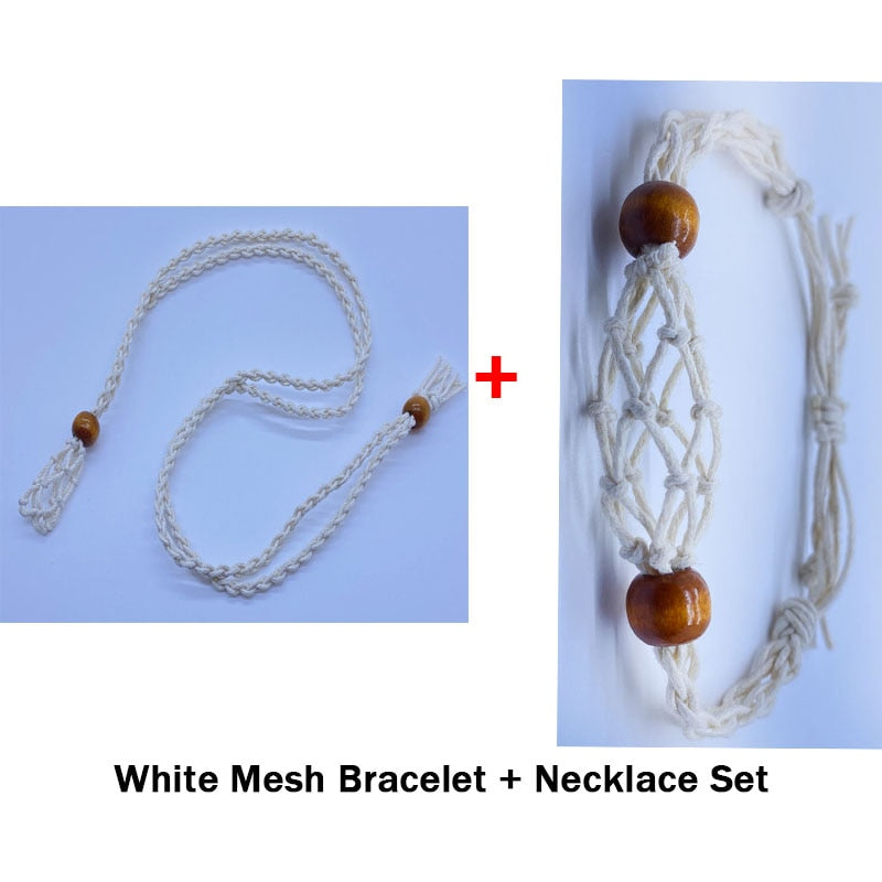 SET Necklace Cord Empty Meditation Stone Holder