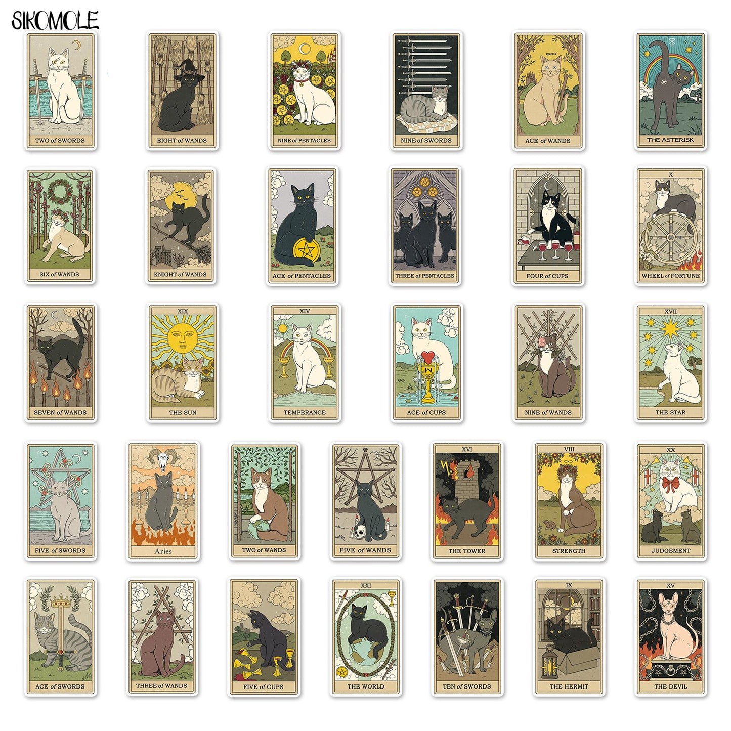 10/30/62PCS  Tarot Card Stickers