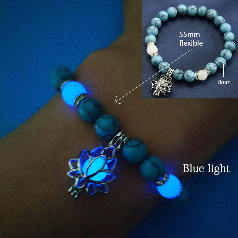 Stone Luminous Lotus Charm Bracelet