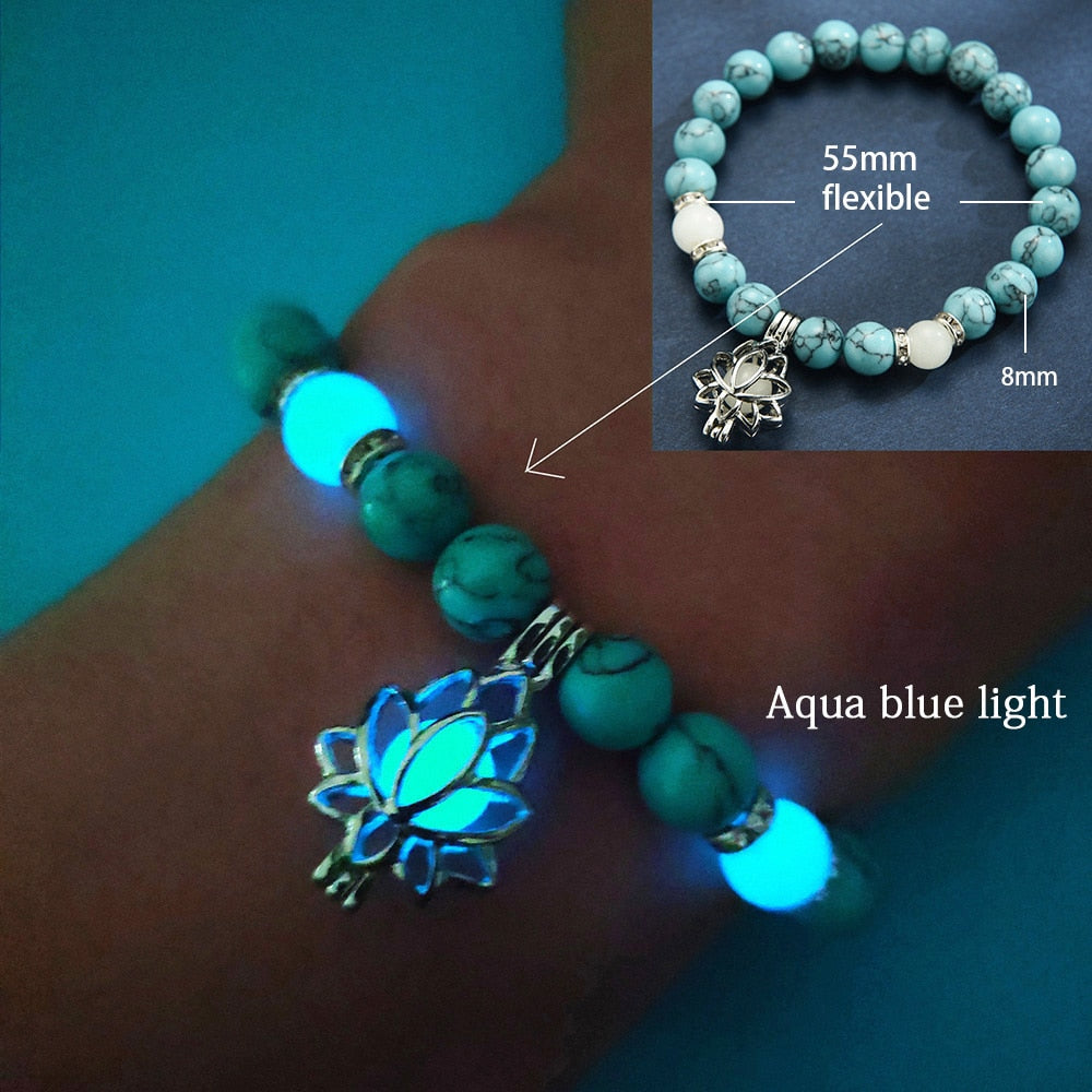 Stone Luminous Lotus Charm Bracelet