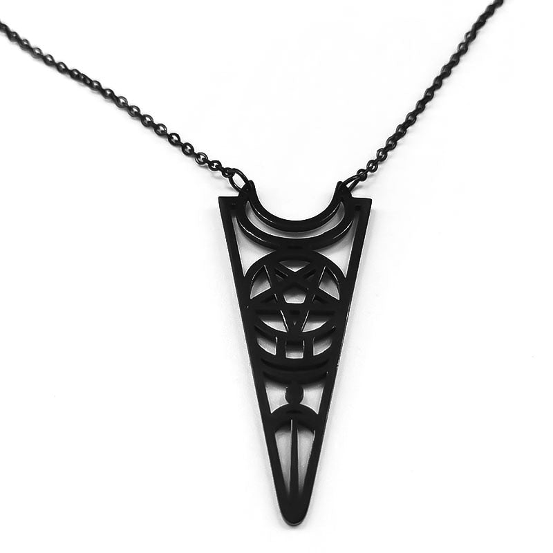 Wicca Pentagram Pentacle Moon Hollow Choker