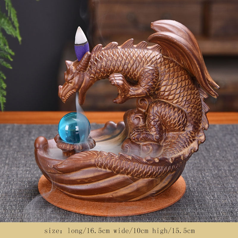 Incense Burner Dragon Backflow, Mushroom backflow & waterfall